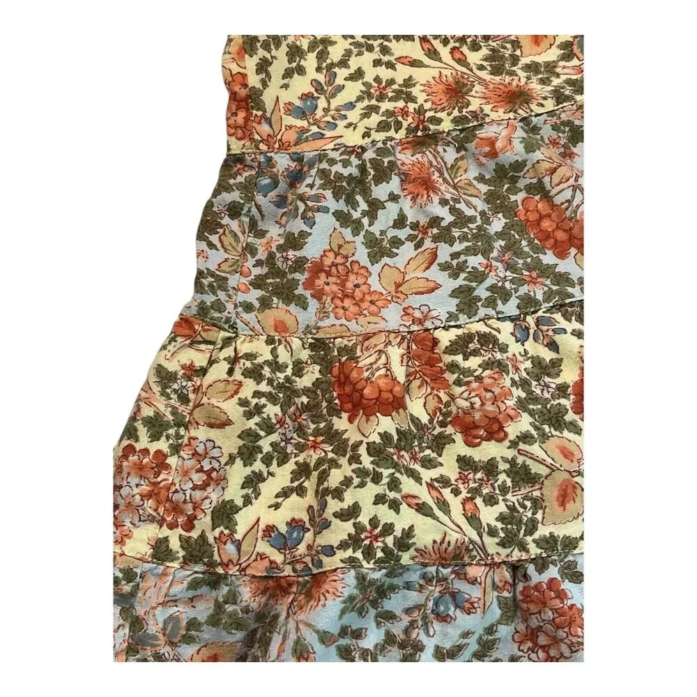 April Cornell Girls Sz 2 Orange Patchwork Strappy Sundress Lace Trim 100% Cotton